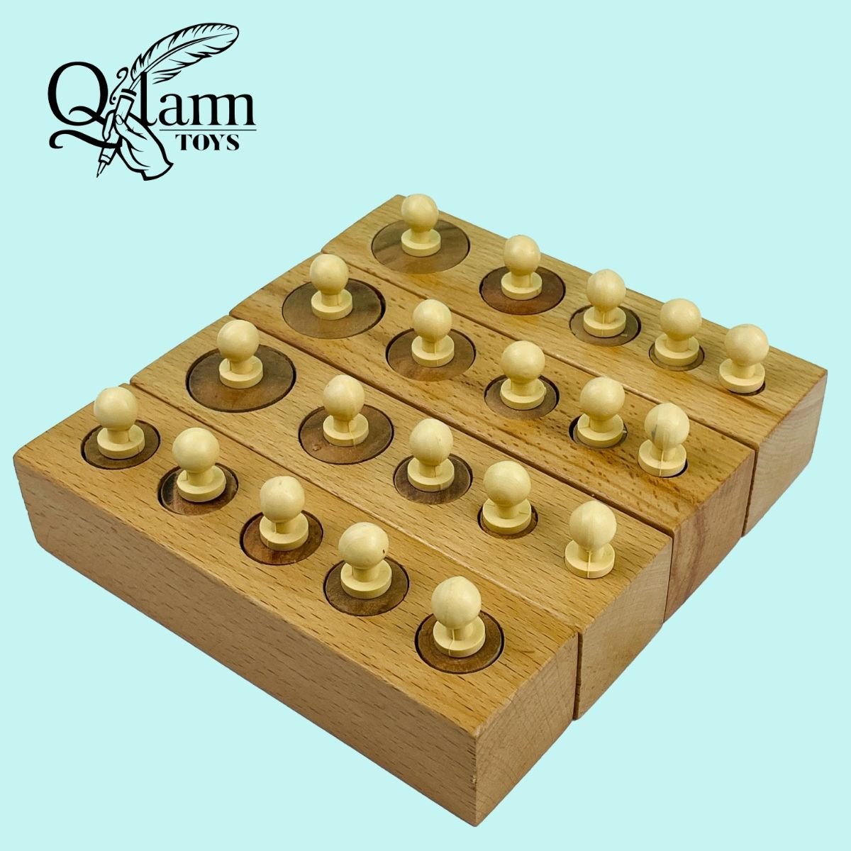 Montessori Cylinder Blocks – Wooden Knobbed Cylinder Educational Toy for Kids - Image 4