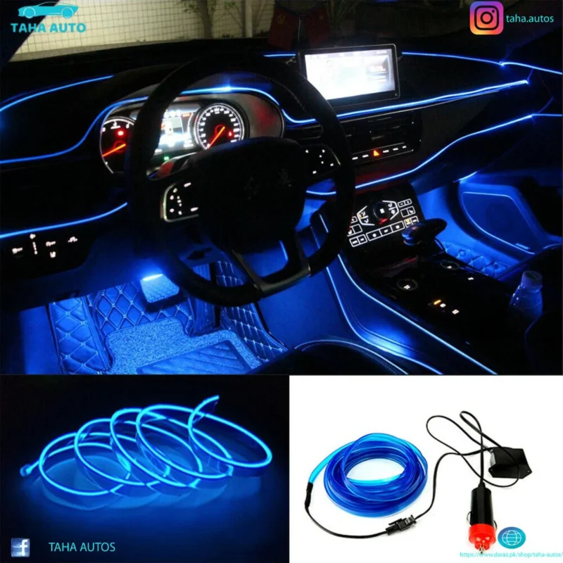 Car Dashboard Neon Light Wire EL-Wire – 3 Meters (10.11 ft) Blue