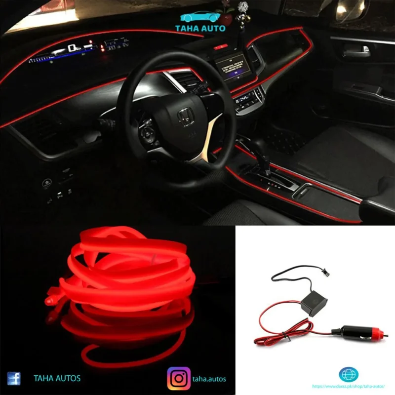 Car Dashboard Neon Light Wire EL-Wire – 3 Meters (10.11 ft) Red