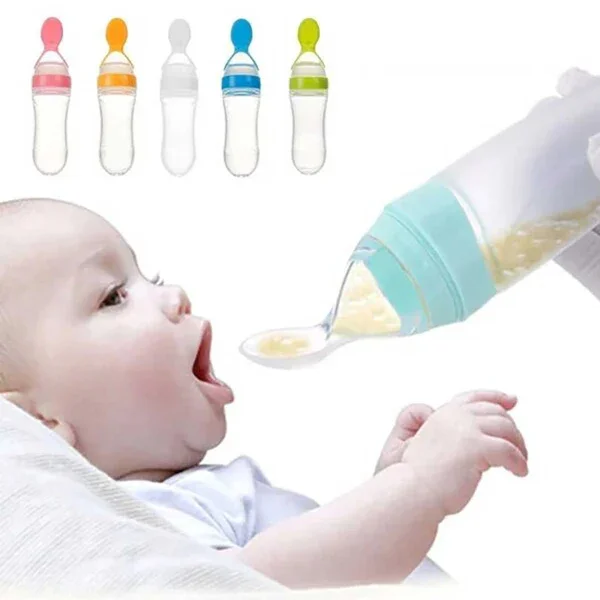 Silicone Spoon Feeder – BPA-Free Soft Baby Feeding Bottle with Spoon