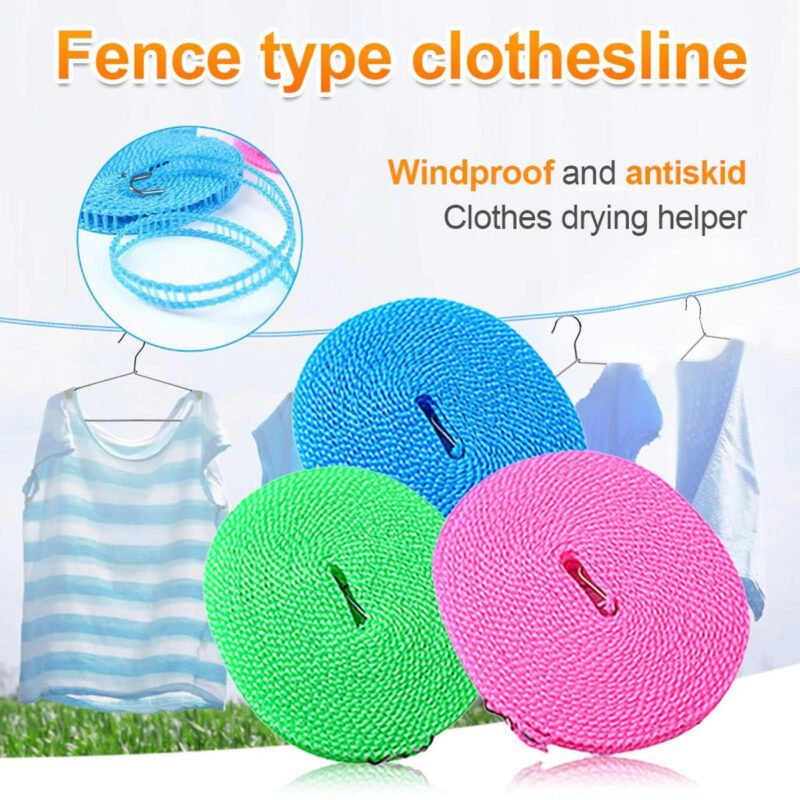 3PCS Plastic Clothesline Rope (5 Meters Each) - Multi-Color Hanging Rope for Indoor & Outdoor Laundry