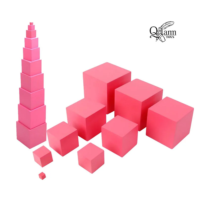 Wooden Pink Tower – Montessori Educational Toy for Kids and Schools