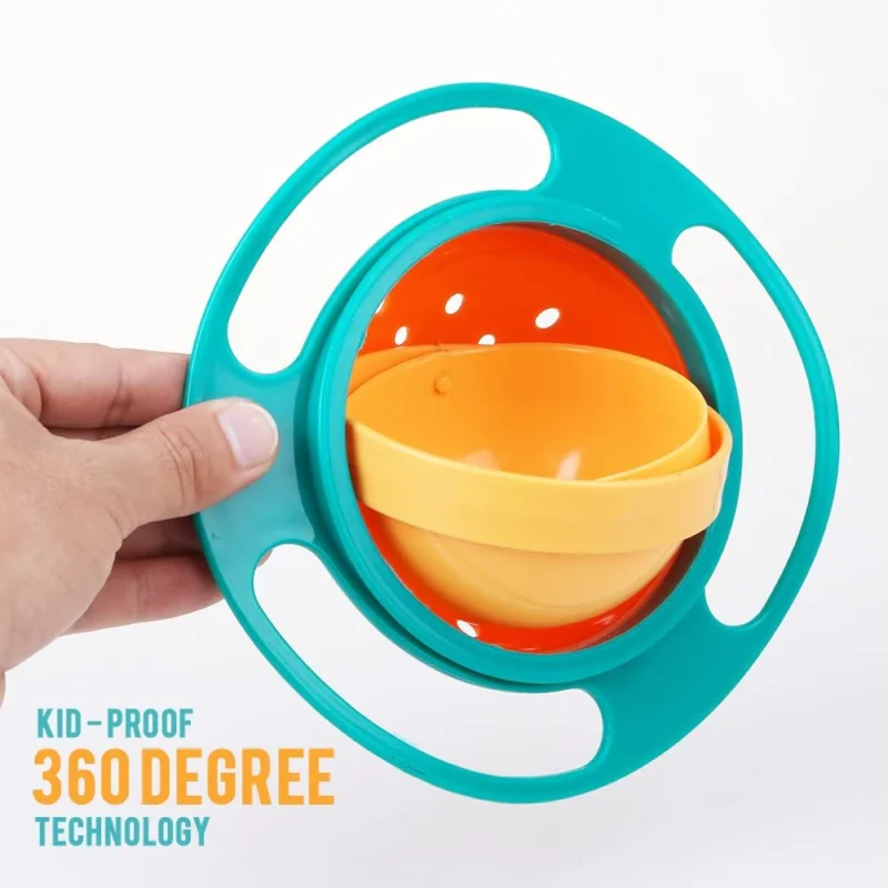 Gyro Bowl 360° Rotate Spill-Proof Bowl – Anti-Spill Snack Container for Kids