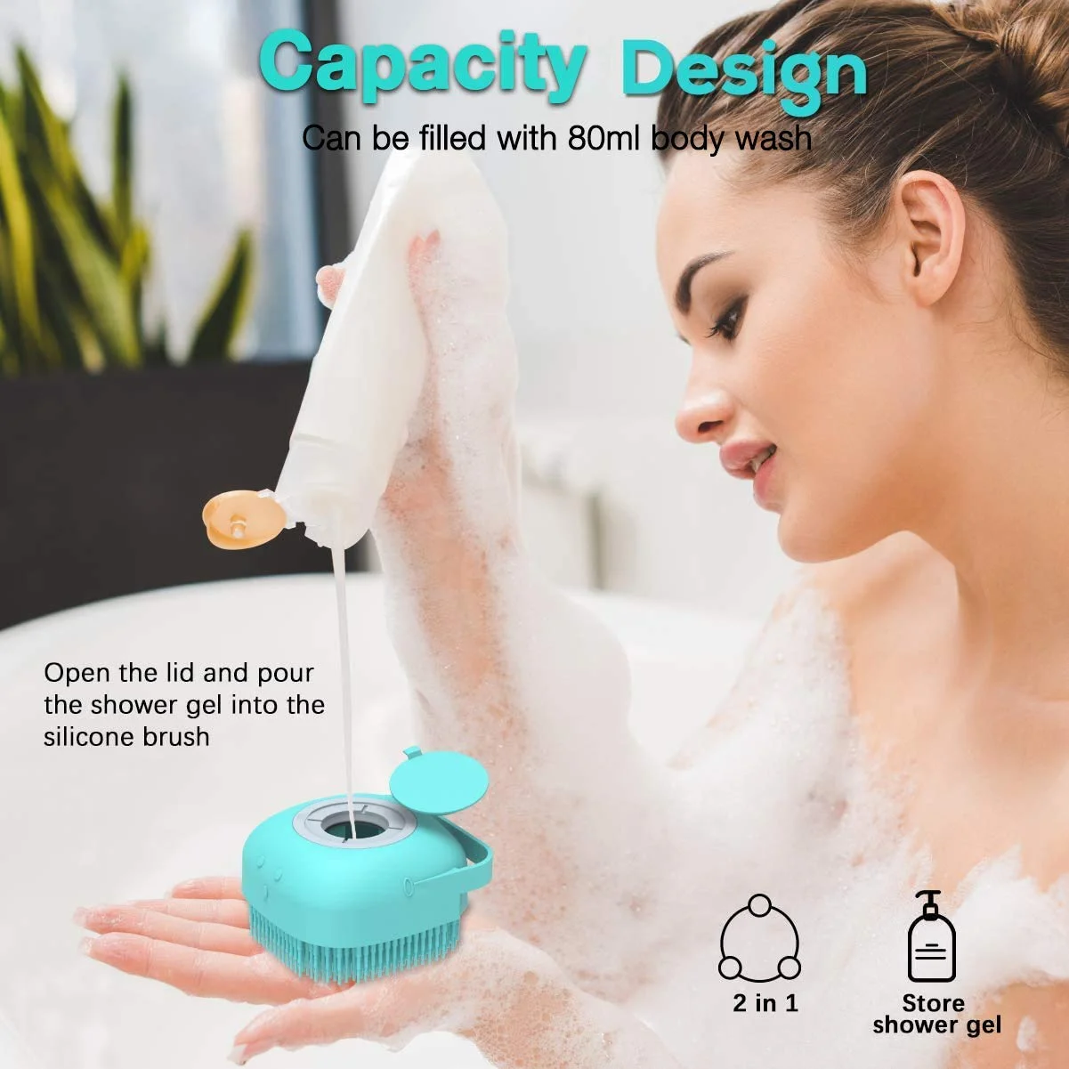 Silicone Bath Body Brush with Soap Dispenser – 2-in-1 Ultra-Soft Exfoliating Shower Brush & Body Massager for Men, Women & Children - Image 3