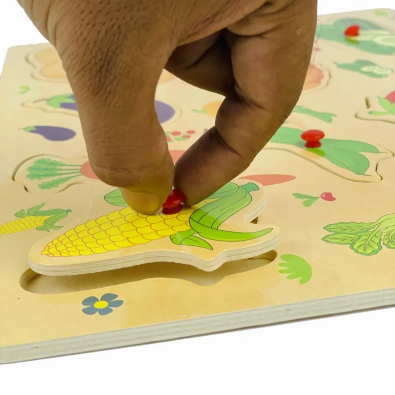 Wooden Vegetable Puzzle with Pegs – Educational Learning Toy for Kids and Toddlers