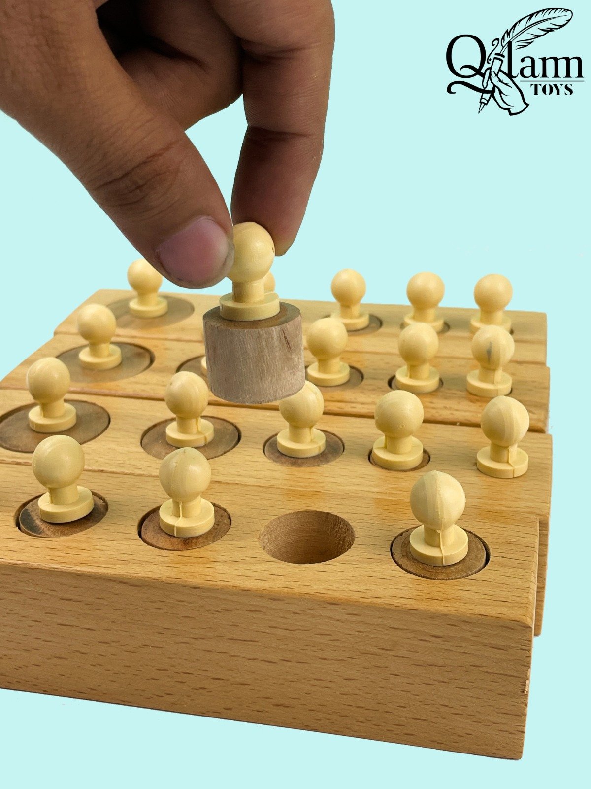 Montessori Cylinder Blocks – Wooden Knobbed Cylinder Educational Toy for Kids