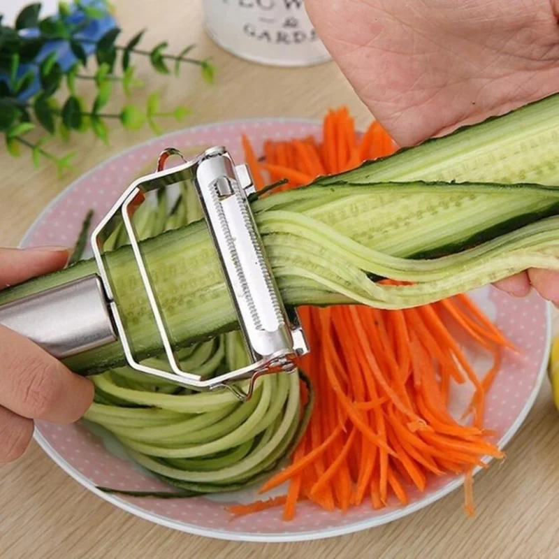 Stainless Steel Julienne Peeler – Double Blade Vegetable Peeler & Grater | Kitchen Tool for Effortless Slicing & Shredding