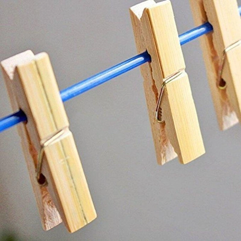 Set of 20 Natural Wooden Clips – Eco-Friendly Bamboo Cloth Pegs for Laundry, Drying & Crafts - Image 3