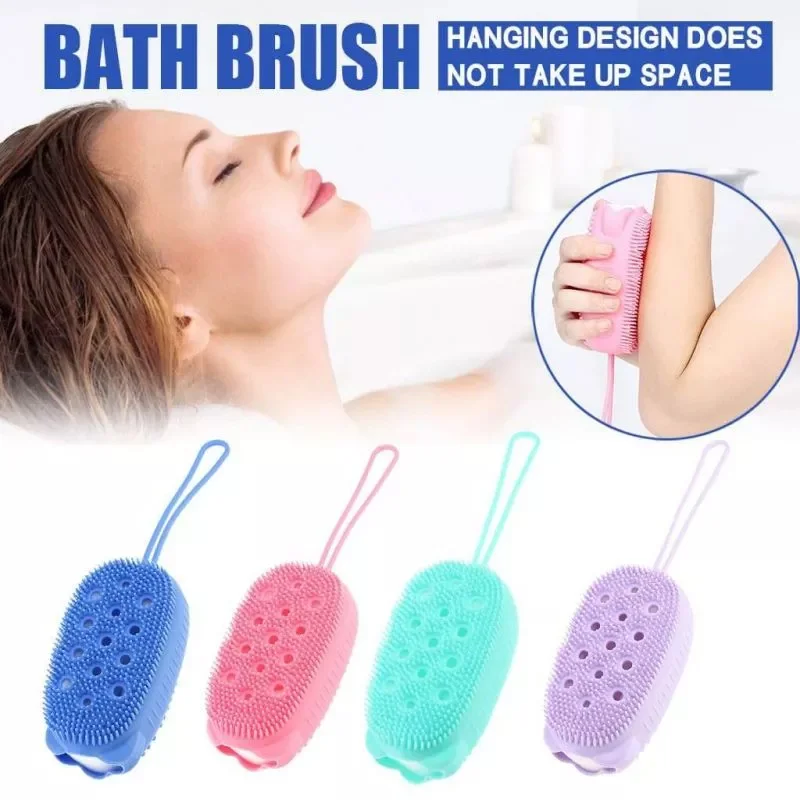Silicone Body Scrubber Bath Sponge – 2-in-1 Exfoliating Body Brush & Loofah for Women, Men & Kids