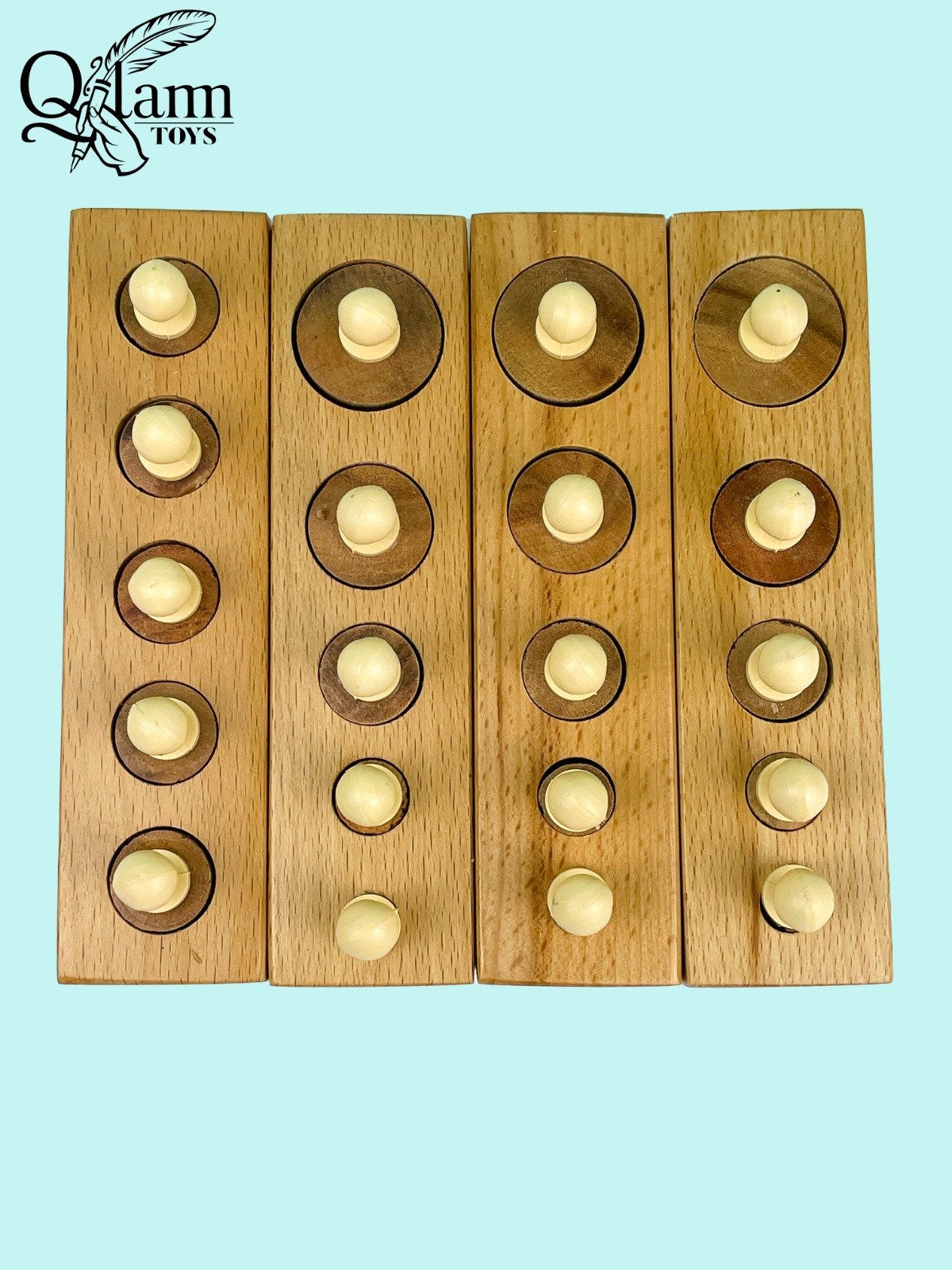 Montessori Cylinder Blocks – Wooden Knobbed Cylinder Educational Toy for Kids - Image 2