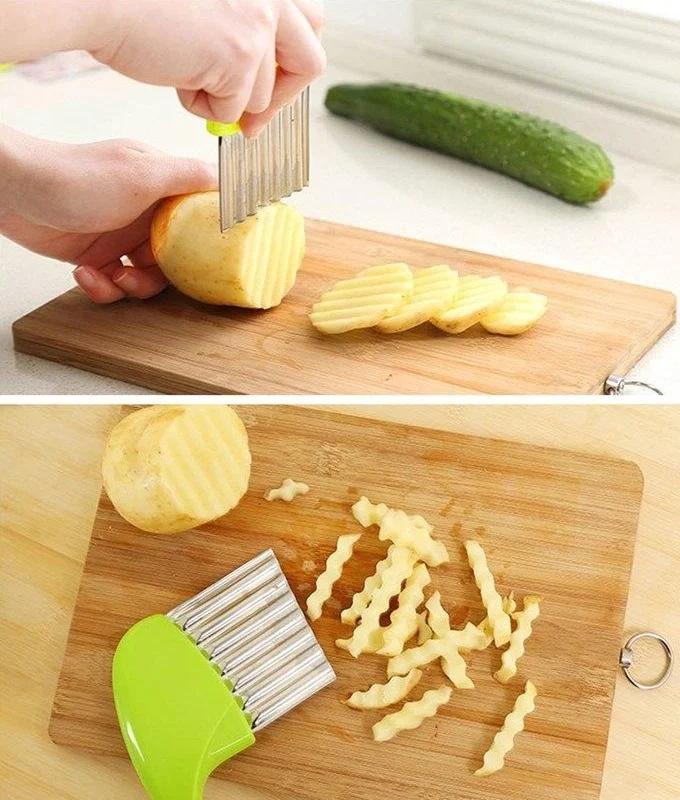 Stainless Steel Vegetable Carrot Wavy Cutter Slicer Potato Chips Corrugated Knife Kitchen wrinkled french fries