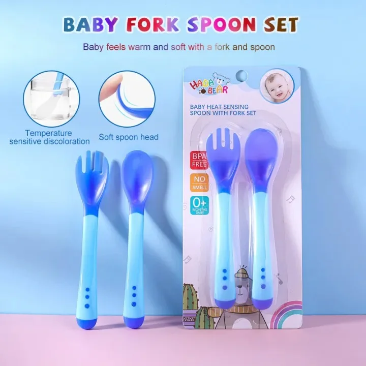 Temperature Sensitive Color Changing Baby Spoon & Fork Set – Safe Feeding Utensils