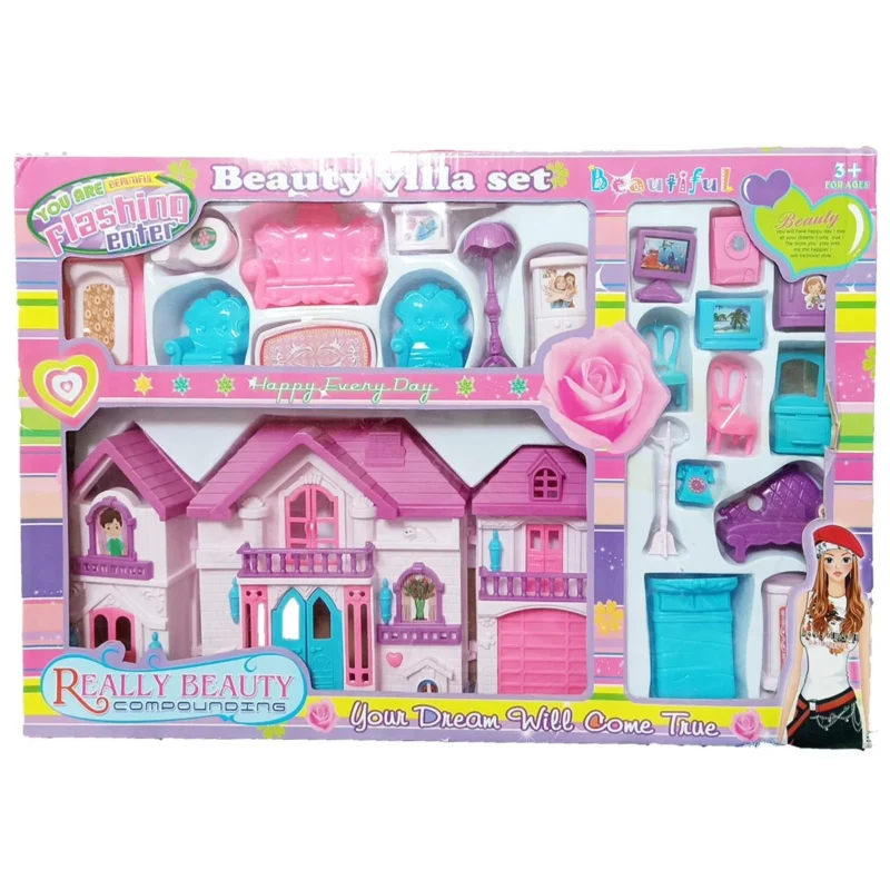 Doll House with Accessories – Kids Pretend Play Toy Set for Girls