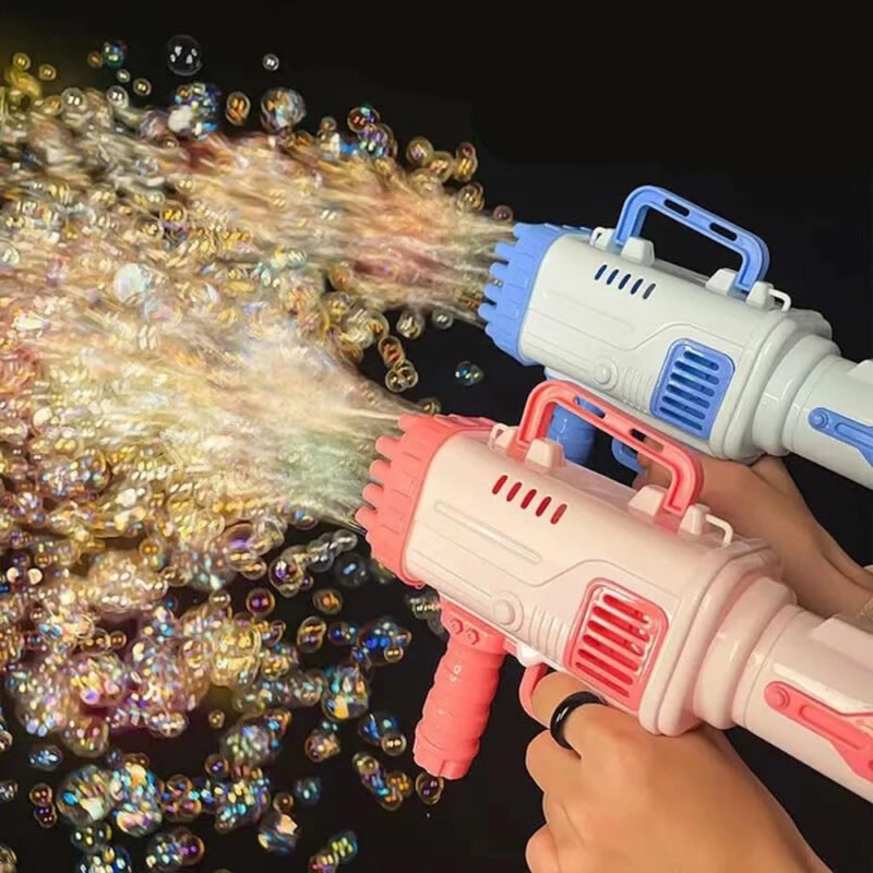 32-Hole Bazooka Bubble Gun Machine with LED Lights & Free Bubble Liquid | Powerful Bubble Blower Toy for Kids-TY01