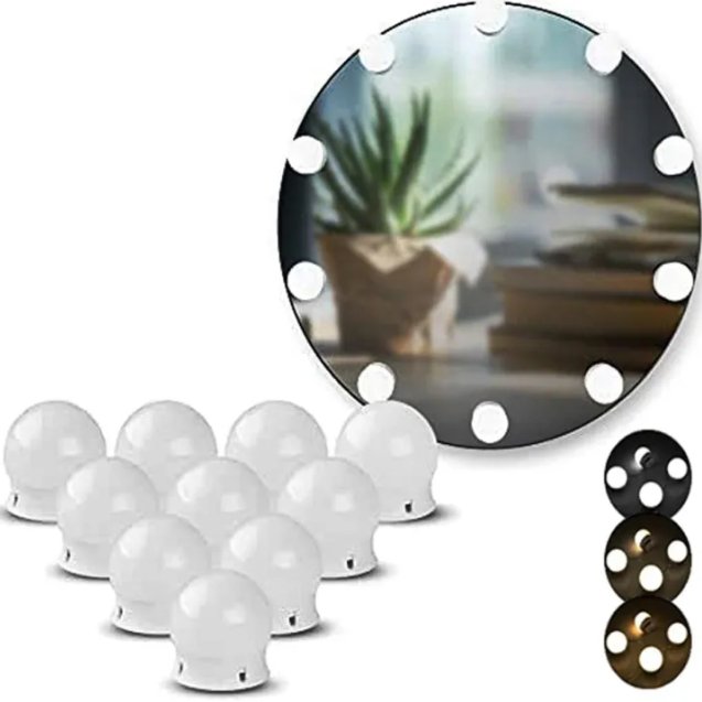 Vanity Lights for Mirror – Dimmable Stick-On LED Makeup Mirror Lights | 3 Color Modes, USB Powered, Hollywood Style Lighting Fixtures