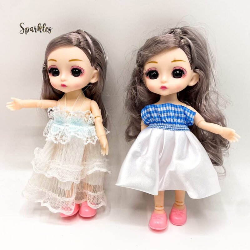 2pcs 17cm BJD Doll Set with Accessories | Bendable Joint Princess Dolls with Dresses & Shoes | Gift Box Toy Set for Girls Age 3–10-TY01