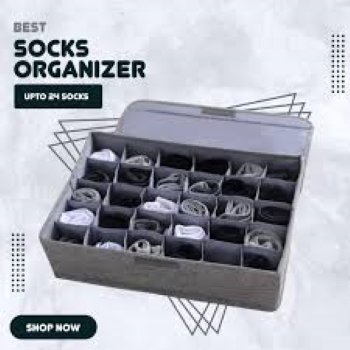 Socks Drawer Organizer Divider – 24 Cell Foldable Storage Box | Closet & Underwear Organizer for Socks, Lingerie & Accessories