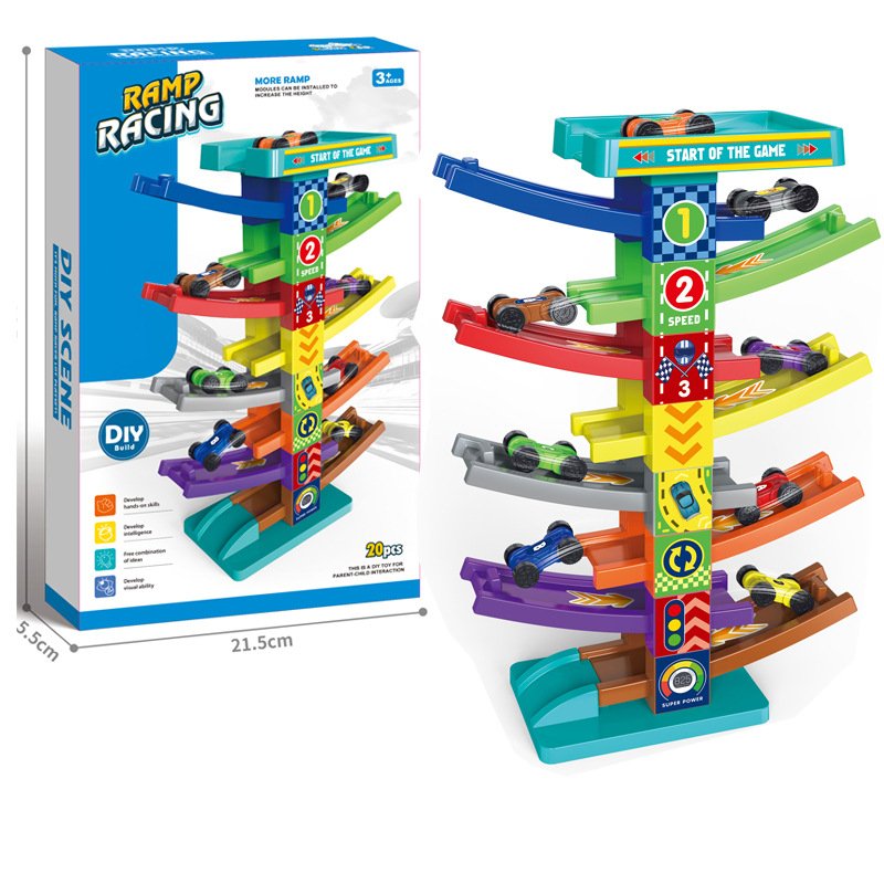 Ramp Racing Toy Car Adventure Track Set | DIY Assembled Gliding Vehicle Parking Lot Playset for Kids | Fun Gift for Boys-TY01