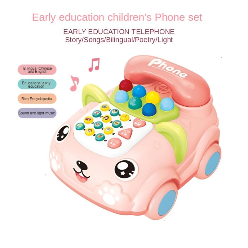 6-in-1 Educational Musical Telephone Car Toy for Toddlers – Light, Music, Whack-a-Mole Game & Motor Skills Development-TY01