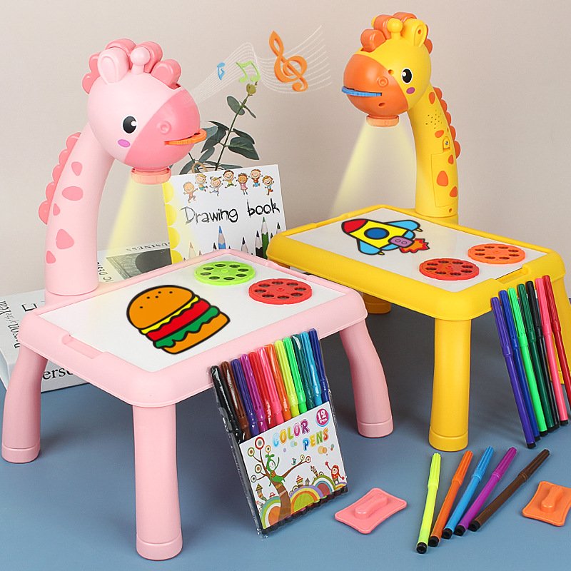 Giraffe Projector Drawing Desk for Kids – LED Projection Painting Table with Light & Music, Educational Tracing and Drawing Toy-TY01