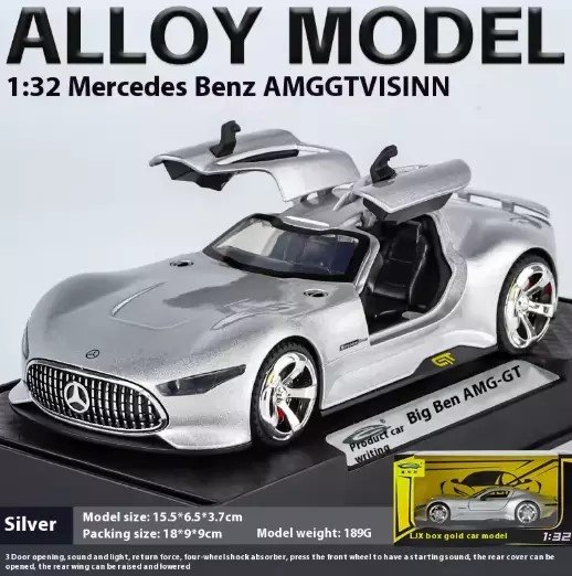 1:32 Mercedes-Benz AMG Vision GT Die-Cast Car Model – Pull Back Alloy Toy Supercar with Light & Sound | Collectible Gift for Kids & Car Enthusiasts-TY01