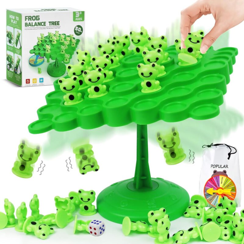 Frog Balance Tree Stacking Game – Montessori Educational Balancing Board Game for Kids, Concentration & Coordination Toy-TY01