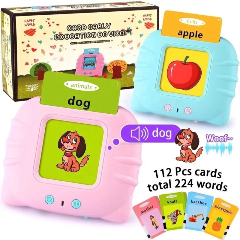 Talking Flash Cards Learning Machine – Montessori Educational Toy with 112 Cards, English Spelling Game for Kids Age 2+ (Rechargeable)-TY01