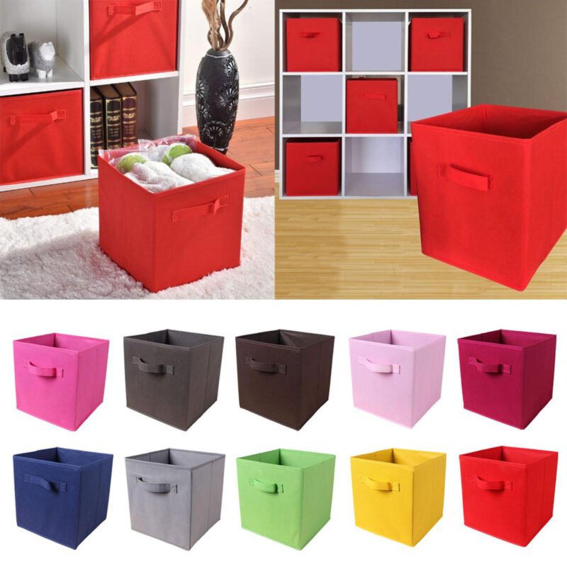 Foldable Storage Cube Organizer Basket Bin – Multi-Purpose Fabric Storage Boxes with Handles for Clothes, Toys, Travel & Moving