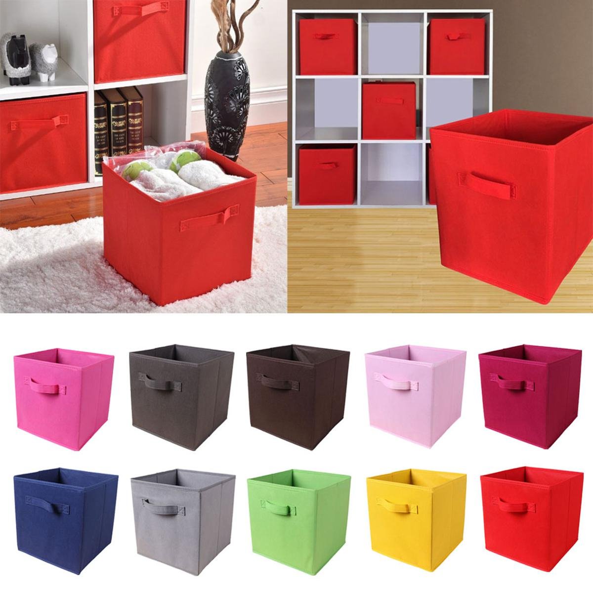 Foldable Storage Cube Organizer Basket Bin – Multi-Purpose Fabric Storage Boxes with Handles for Clothes, Toys, Travel & Moving