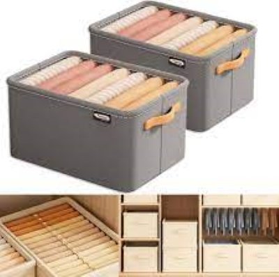 2-Piece Clothes Storage Box & Closet Organizer – Fabric Drawers for Wardrobe, Sweater & Clothing Storage Containers