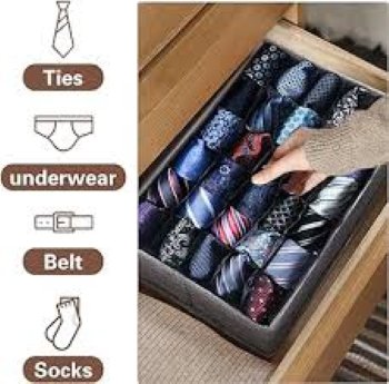 Sulaiman Collection 36 Cells Underwear & Socks Storage Organizer with Lid – Foldable Closet Drawer Divider Box