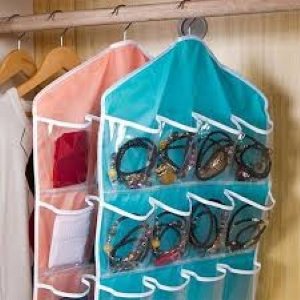 Pack of 2 – 16 Pocket Hanging Wardrobe Organizer | Clear Door Foldable Storage Bag | Durable Closet Hanging Organizer