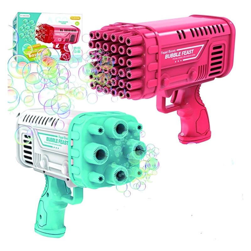 Space Rocket Bazooka Bubble Gun – 2-in-1 8 & 36 Holes Electric Bubble Machine Toy | Automatic Bubble Maker for Kids Boys Girls-TY01