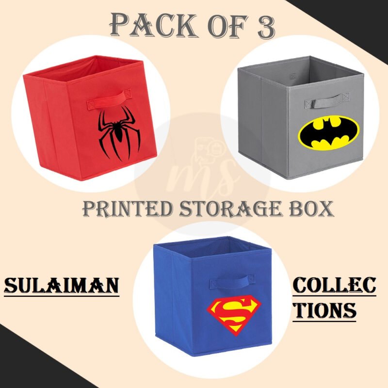 3 Pieces Printed Foldable Storage Cubes | Organizer Basket Bin, Storage Boxes & Containers with Handles for Clothes, Toys, Travel & Moving
