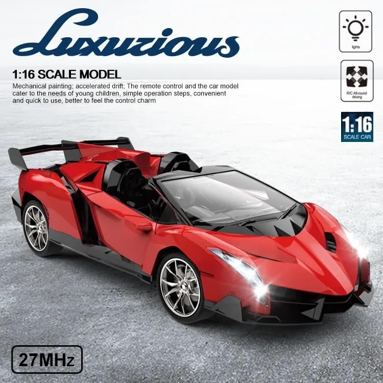 Remote Control Lamborghini & Bugatti RC Car – 1:18 Scale High-Speed 2.4G Drift Sports Car with LED Lights & 4WD | Luxury RC Vehicle Toy Gift for Kids-TY01