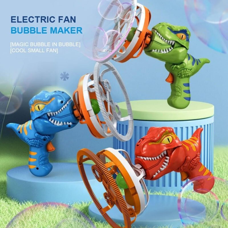 Dinosaur Bubble Gun & Lion Bubble Machine – Handheld Electric Fan Bubble Toy with Multi-Holes for Kids Summer Outdoor Fun-TY01