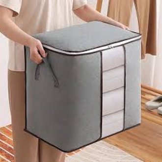 Portable Bamboo Clothes & Blanket Large Folding Bag – Durable Storage Box Organizer with Zipper & Handles