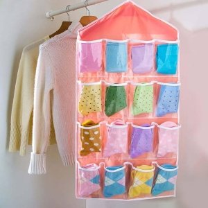 Sulaiman Collections 16 Pockets Hanging Wardrobe Organizer – Wall & Door Storage Bag for Socks, Underwear & Sundries