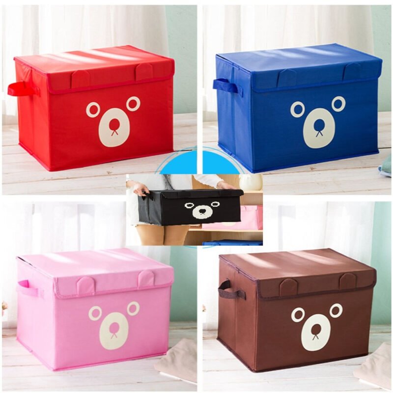 Pack of 5 Panda Design Folding Storage Bins | Kids Toy Organizer, Quilt Basket, Wardrobe & Cabinet Storage Boxes