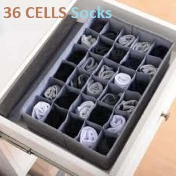 36 Cells Underwear & Socks Storage Organizer with Lids | Foldable Closet Drawer Divider | Fabric Storage Box for Bras, Panties & Accessories