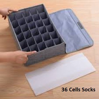 36 Cell Underwear & Socks Organizer with Lid – Foldable Closet Drawer Divider Storage Box