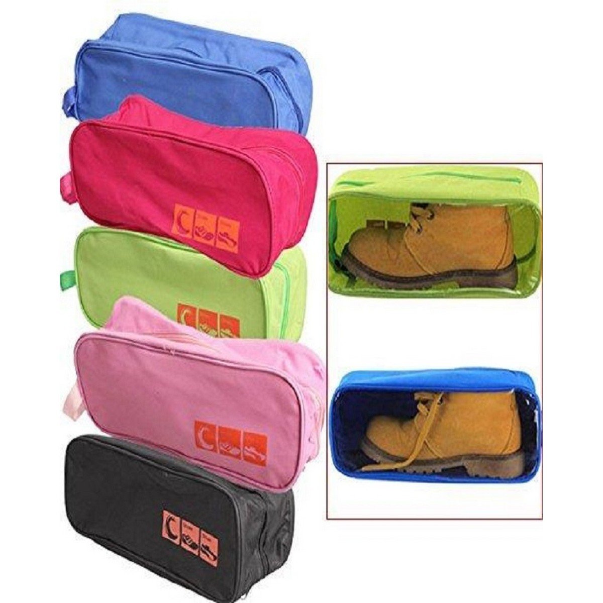 Pack of 5 – Travel Shoes Organizer Storage Bags with Clear Window | Washable Shoe Carry & Storage Bags