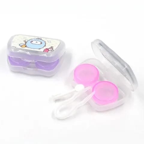 Women’s Contact Lens Box Holder | Cute Cartoon Storage Soak Case Kit | Travel Gift Accessory