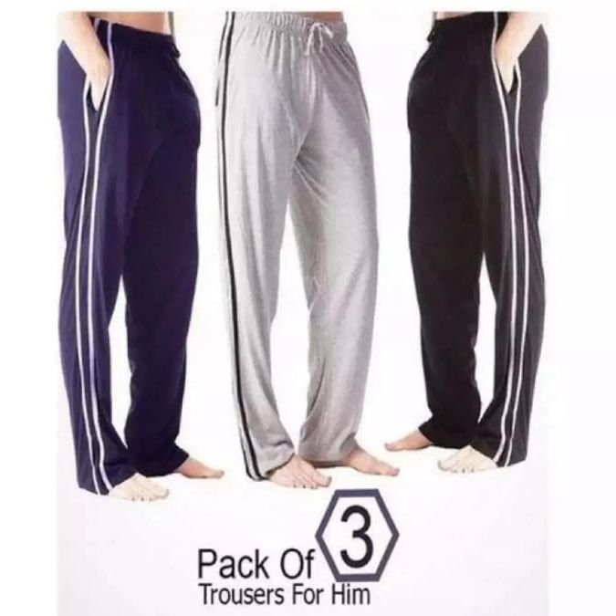 Pack of 3 Men’s Sleepwear Pajama & Jogger Sweatpants | Straight Leg Loose Fit Casual Trousers with Pockets – Multicolor
