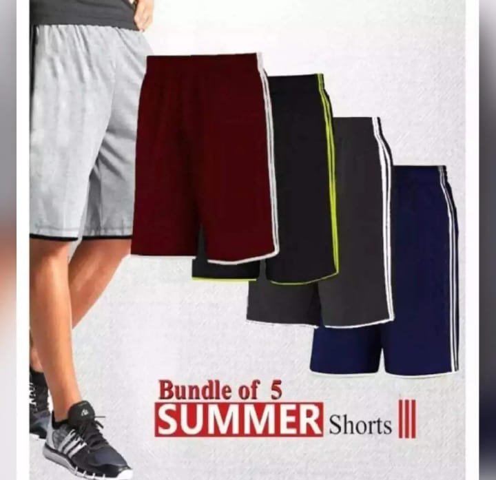 Pack of 5 – Summer Cotton Jersey Shorts for Men | Double-Sided Two Stripes | Comfortable Casual Sports Shorts