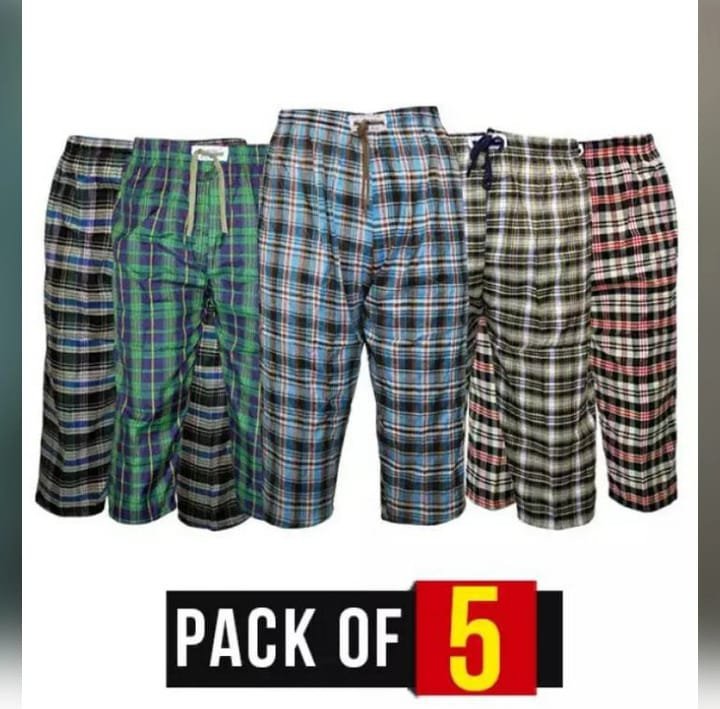 Pack of 5 – Summer Cotton Quarter Shorts for Men | Comfortable Casual Shorts with Two Side Pockets | Multicolor