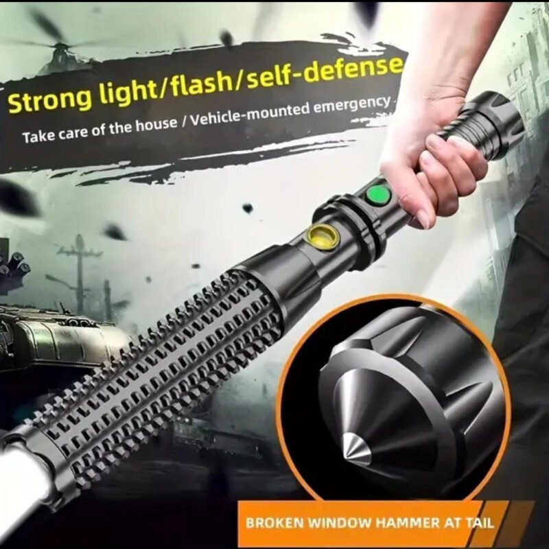 Wolf Tooth Stick Flashlight – Super Bright Outdoor Torch with Strong Charging Light | Telescopic Self-Defense Tool & Glass Breaker | Multi-Functional Rough & Tough Quality