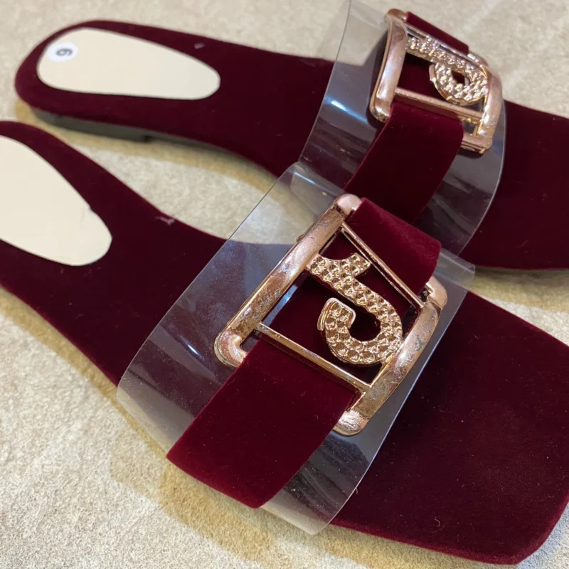Women’s Velvet Flat Sandals – Stylish Party Wear Flats for Trendy & Comfortable Look