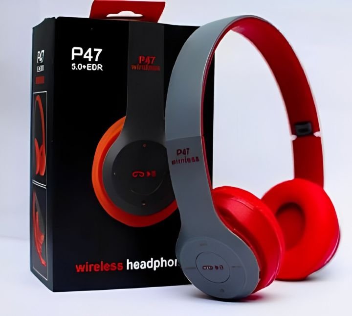 P47 Wireless Bluetooth Headset – Foldable On-Ear Headphones with Mic for Smartphones, Laptops & PCs