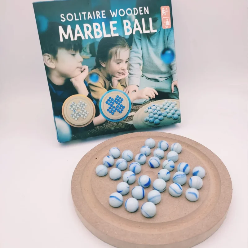 Solitaire Wooden Marble Ball Game – Classic Board Puzzle Toy for Kids & Adults | Wooden Strategy Game